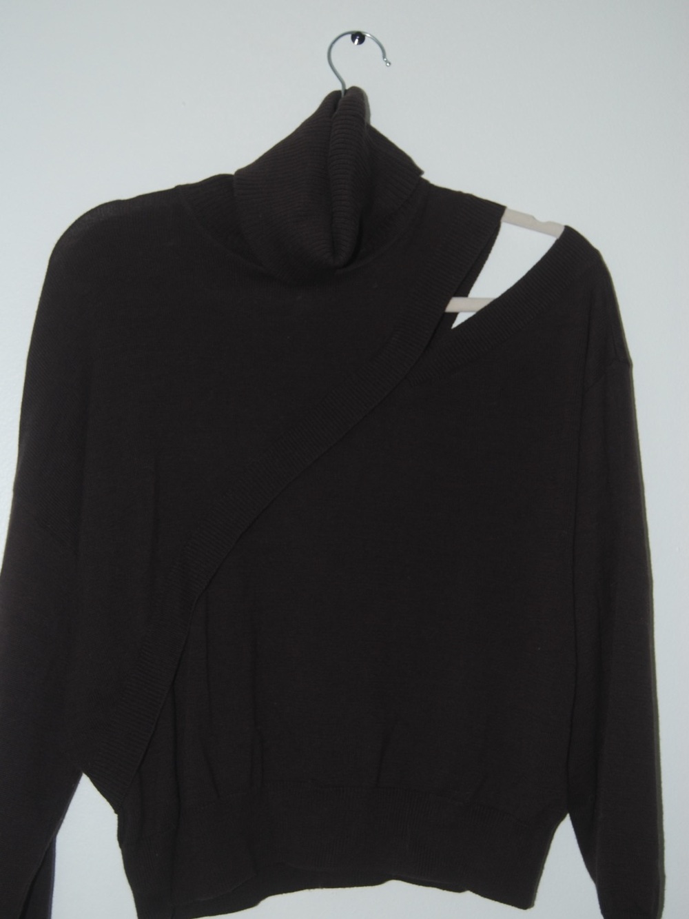 Colorush Women's Ribbed Cowl Neck Sweater in Dark Brown